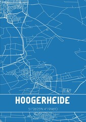 Blueprint of the map of Hoogerheide located in Noord-Brabant the Netherlands.