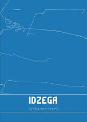 Blueprint of the map of Idzega located in Fryslan the Netherlands.