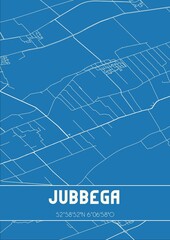 Blueprint of the map of Jubbega located in Fryslan the Netherlands.