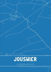 Blueprint of the map of Jouswier located in Fryslan the Netherlands.