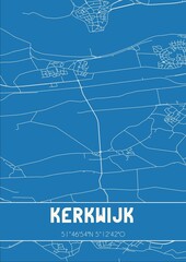 Blueprint of the map of Kerkwijk located in Gelderland the Netherlands.