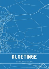 Blueprint of the map of Kloetinge located in Zeeland the Netherlands.