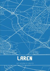 Blueprint of the map of Laren located in Noord-Holland the Netherlands.