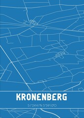 Blueprint of the map of Kronenberg located in Limburg the Netherlands.