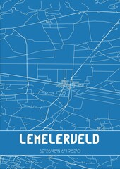 Blueprint of the map of Lemelerveld located in Overijssel the Netherlands.