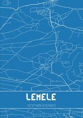 Blueprint of the map of Lemele located in Overijssel the Netherlands.