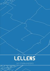 Blueprint of the map of Lellens located in Groningen the Netherlands.