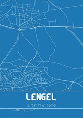 Blueprint of the map of Lengel located in Gelderland the Netherlands.