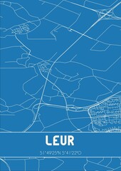 Blueprint of the map of Leur located in Gelderland the Netherlands.