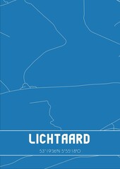 Blueprint of the map of Lichtaard located in Fryslan the Netherlands.