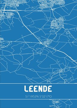 Blueprint of the map of Leende located in Noord-Brabant the Netherlands.