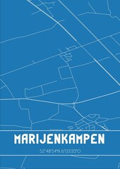 Blueprint of the map of Marijenkampen located in Overijssel the Netherlands.
