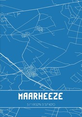 Blueprint of the map of Maarheeze located in Noord-Brabant the Netherlands.
