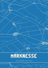 Blueprint of the map of Marknesse located in Flevoland the Netherlands.