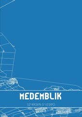 Blueprint of the map of Medemblik located in Noord-Holland the Netherlands.