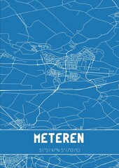 Blueprint of the map of Meteren located in Gelderland the Netherlands.