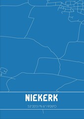 Blueprint of the map of Niekerk located in Groningen the Netherlands.