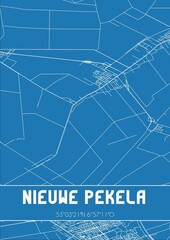 Blueprint of the map of Nieuwe Pekela located in Groningen the Netherlands.