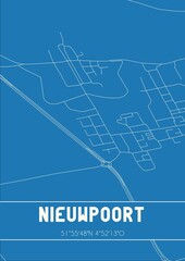 Blueprint of the map of Nieuwpoort located in Zuid-Holland the Netherlands.