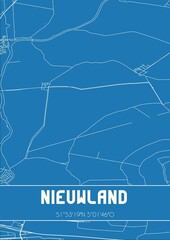 Blueprint of the map of Nieuwland located in Utrecht the Netherlands.
