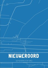Blueprint of the map of Nieuweroord located in Drenthe the Netherlands.
