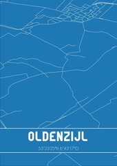 Blueprint of the map of Oldenzijl located in Groningen the Netherlands.