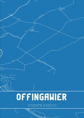 Blueprint of the map of Offingawier located in Fryslan the Netherlands.