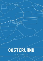 Blueprint of the map of Oosterland located in Zeeland the Netherlands.