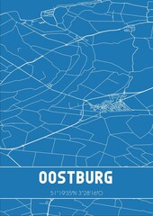 Blueprint of the map of Oostburg located in Zeeland the Netherlands.