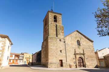 Fototapeta na wymiar Church of Santiago Apostle in Sobradillo town, province of Salamanca, Castile and León, Spain