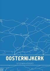 Blueprint of the map of Oosternijkerk located in Fryslan the Netherlands.