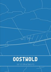 Blueprint of the map of Oostwold located in Groningen the Netherlands.