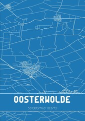 Blueprint of the map of Oosterwolde located in Fryslan the Netherlands.