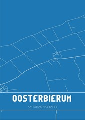 Blueprint of the map of Oosterbierum located in Fryslan the Netherlands.