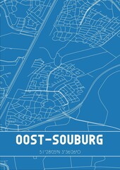 Blueprint of the map of Oost-Souburg located in Zeeland the Netherlands.