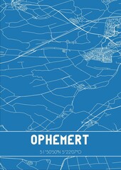 Blueprint of the map of Ophemert located in Gelderland the Netherlands.