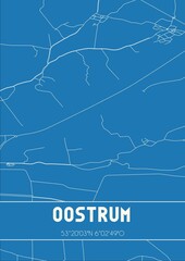 Blueprint of the map of Oostrum located in Fryslan the Netherlands.