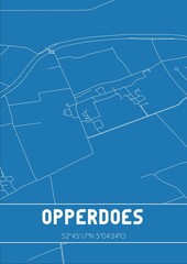Blueprint of the map of Opperdoes located in Noord-Holland the Netherlands.