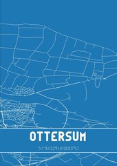Blueprint of the map of Ottersum located in Limburg the Netherlands.