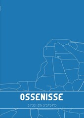 Blueprint of the map of Ossenisse located in Zeeland the Netherlands.