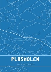 Blueprint of the map of Plasmolen located in Limburg the Netherlands.