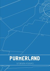 Blueprint of the map of Purmerland located in Noord-Holland the Netherlands.