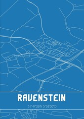 Blueprint of the map of Ravenstein located in Noord-Brabant the Netherlands.