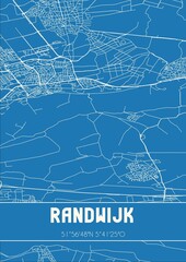 Blueprint of the map of Randwijk located in Gelderland the Netherlands.