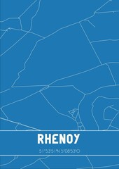 Blueprint of the map of Rhenoy located in Gelderland the Netherlands.