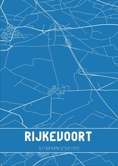 Fototapeta premium Blueprint of the map of Rijkevoort located in Noord-Brabant the Netherlands.