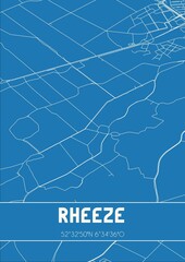Blueprint of the map of Rheeze located in Overijssel the Netherlands.