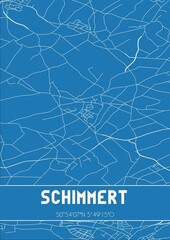 Blueprint of the map of Schimmert located in Limburg the Netherlands.