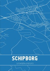 Blueprint of the map of Schipborg located in Drenthe the Netherlands.