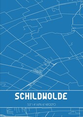 Blueprint of the map of Schildwolde located in Groningen the Netherlands.